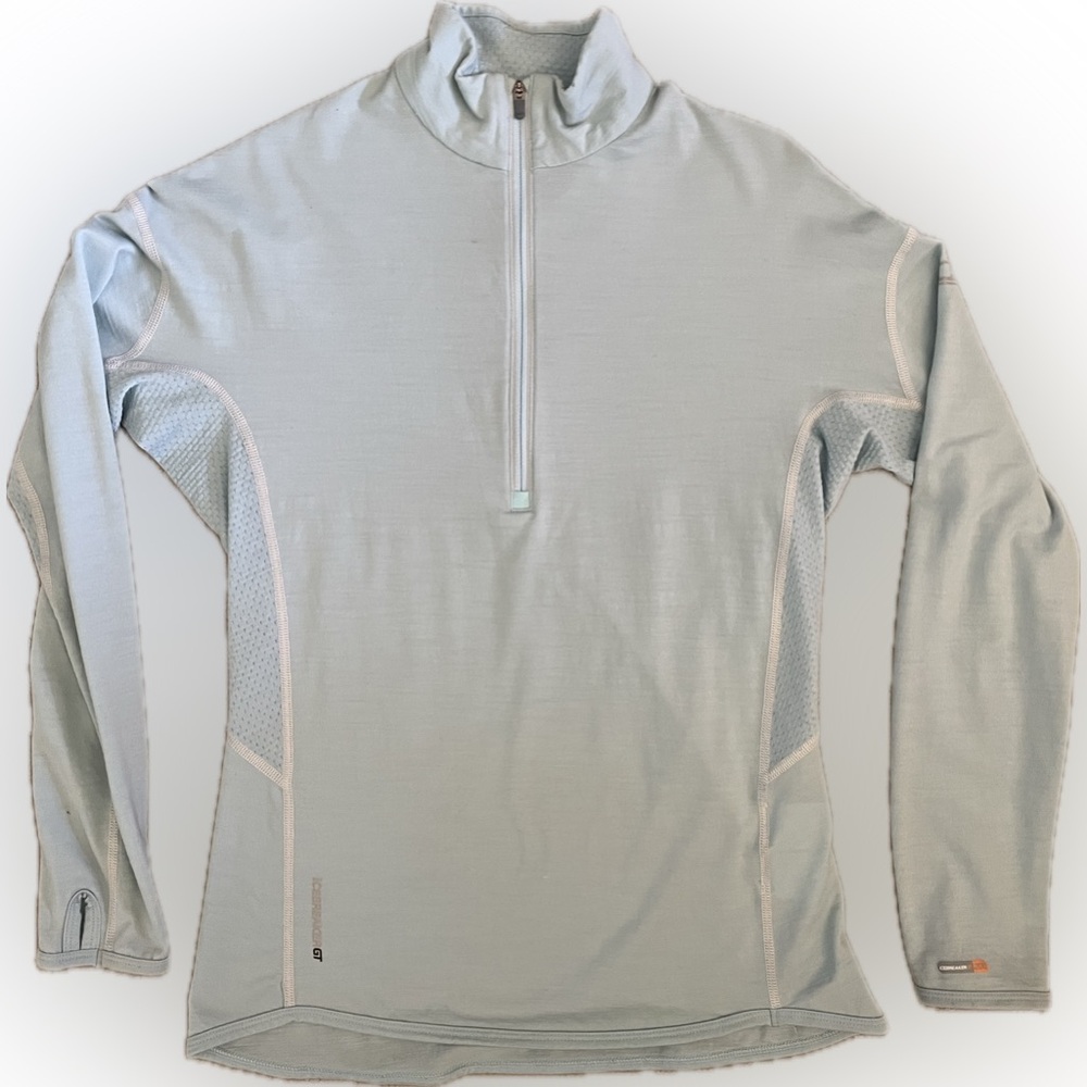 Icebreaker Light Blue Women's 200 Lightweight Merino Quarter-Zip; size M